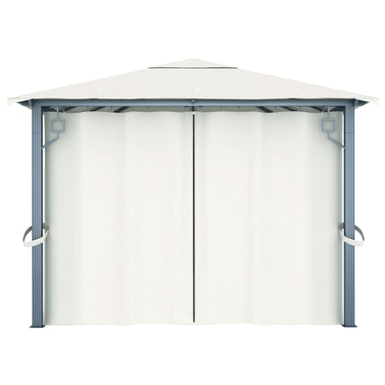 Paviljong med draperier 400 x 300 cm gräddvit aluminium