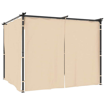 Paviljong med draperi 3x3 m gräddvit stål
