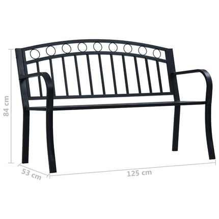 Trädgårdsbänk 125 cm svart stål