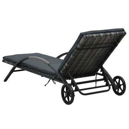 Solsängar med bord i konstrotting antracit