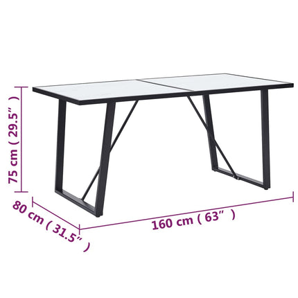 Matbord vit 160x80x75 cm härdat glas