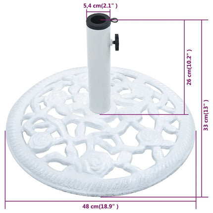 Parasollfot vit 12 kg 48 cm gjutjärn
