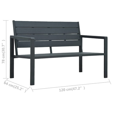 Trädgårdsbänk 120 cm HDPE grå träutseende