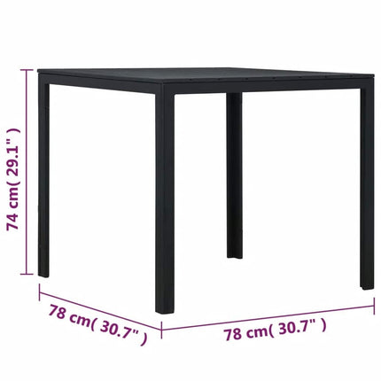 Soffbord svart 78x78x74 cm HDPE träutseende