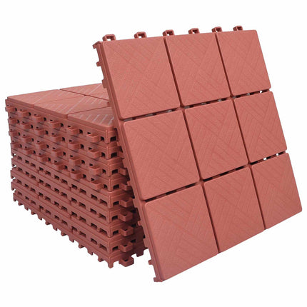 Terrassplattor 10 pcs Röd 30,5 x 30,5 x 2,2 cm Polypropylen