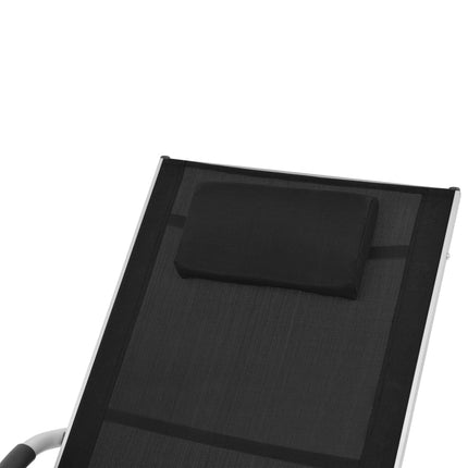 Solsäng med kudde aluminium och textilene svart