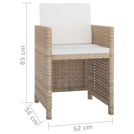 Matgrupp för trädgården med dynor 5 delar konstrotting beige