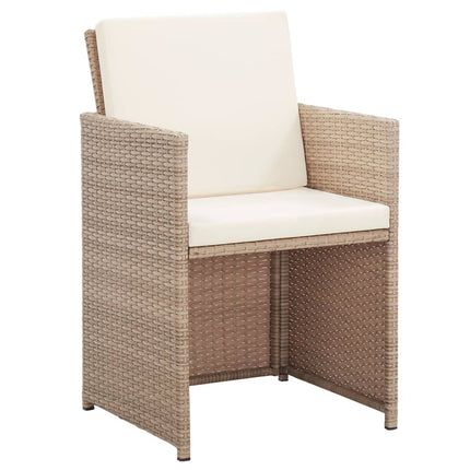 Matgrupp för trädgården med dynor 15 delar konstrotting beige