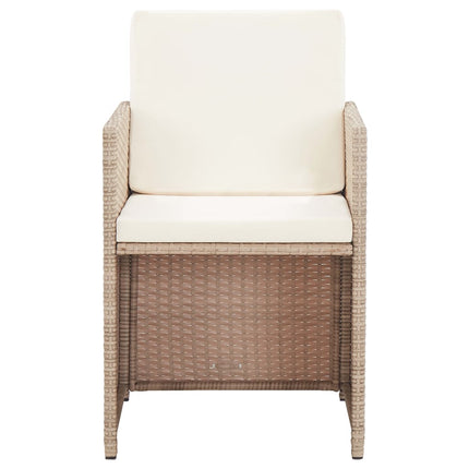 Matgrupp för trädgården med dynor 15 delar konstrotting beige