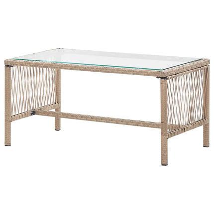 Loungegrupp för trädgården med dynor 4 delar konstrotting beige
