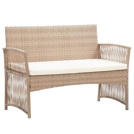 Loungegrupp för trädgården med dynor 4 delar konstrotting beige