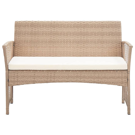 Loungegrupp för trädgården med dynor 4 delar konstrotting beige