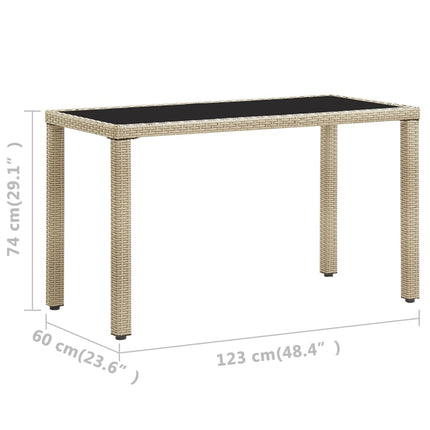 Trädgårdsbord beige 123x60x74 cm konstrotting