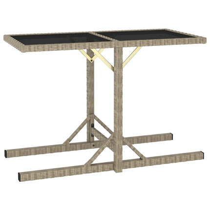Trädgårdsbord beige 110x53x72 cm glas och konstrotting