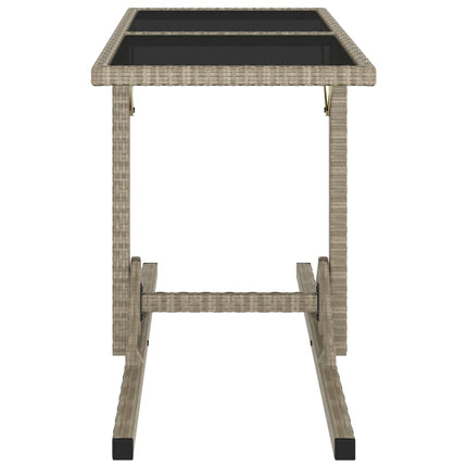 Trädgårdsbord beige 110x53x72 cm glas och konstrotting