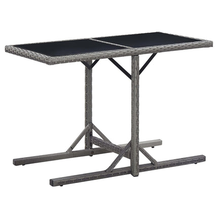 Trädgårdsbord antracit 110x53x72 cm glas och konstrotting