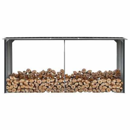 Vedskjul i galvaniserat stål 330x92x153 cm antracit