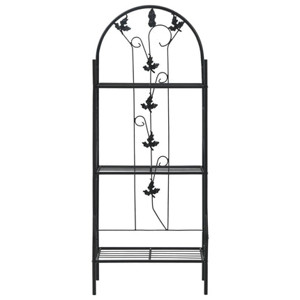 Växtstöd 3 hyllor svart 52x28x128 cm järn