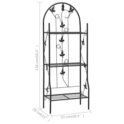 Växtstöd 3 hyllor svart 52x28x128 cm järn