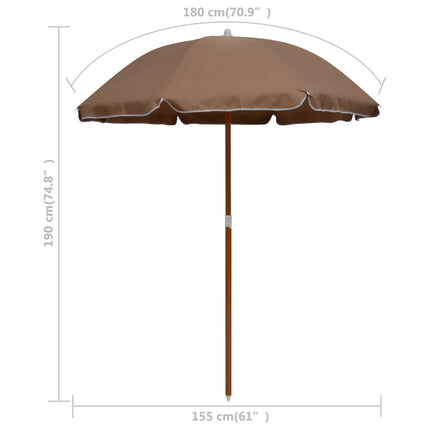 Trädgårdsparasoll med stålstång 180 cm taupe