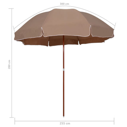 Trädgårdsparasoll med stålstång 300 cm taupe