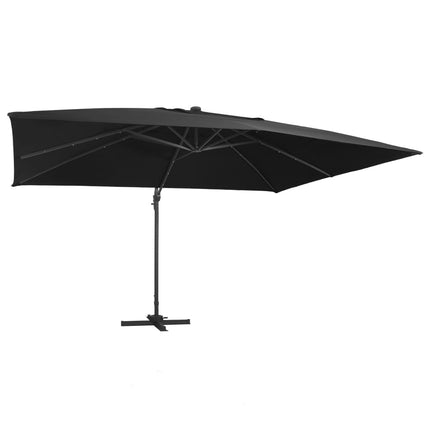 Frihängande parasoll med aluminiumstång & LED 400x300 cm svart