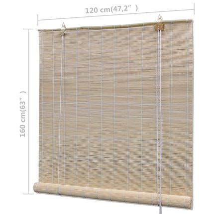 Rullgardin naturlig bambu 2 st 120x160 cm