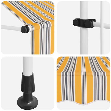 Markis manuellt infällbar 100 cm gula och blå ränder