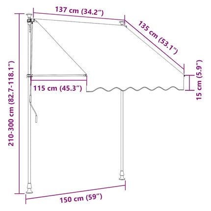 Markis manuellt infällbar 150 cm orange och brun