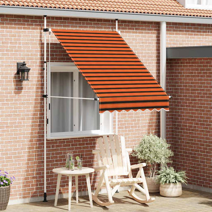 Markis manuellt infällbar 150 cm orange och brun