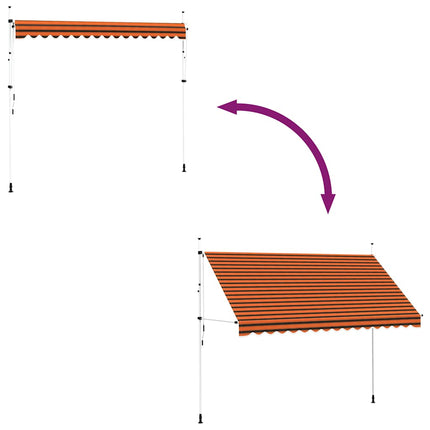 Markis manuellt infällbar 350 cm orange och brun