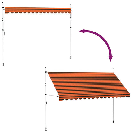 Markis manuellt infällbar 400 cm orange och brun
