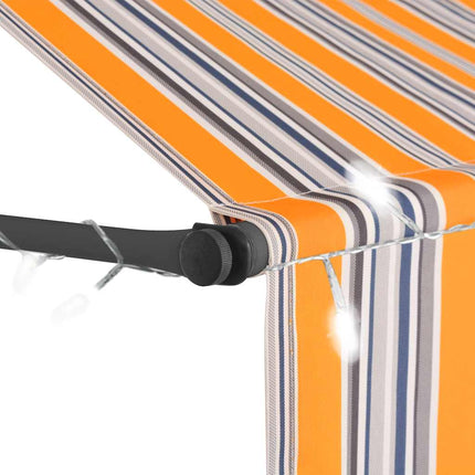 Markis manuellt infällbar med LED 250 cm gul och blå