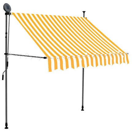 Markis manuellt infällbar med LED 150 cm vit och orange