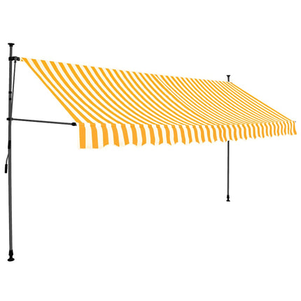 Markis manuellt infällbar med LED 400 cm vit och orange
