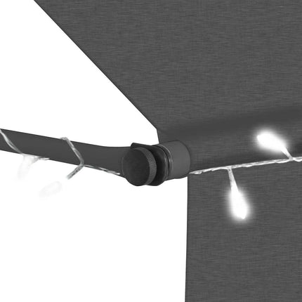 Markis manuellt infällbar med LED 100 cm antracit
