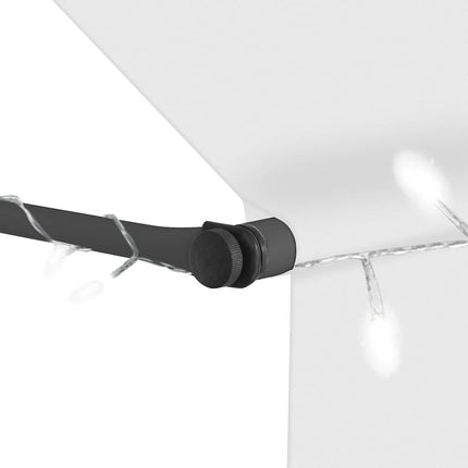 Markis manuellt infällbar med LED 100 cm gräddvit