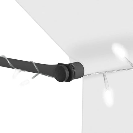 Markis manuellt infällbar med LED 400 cm gräddvit
