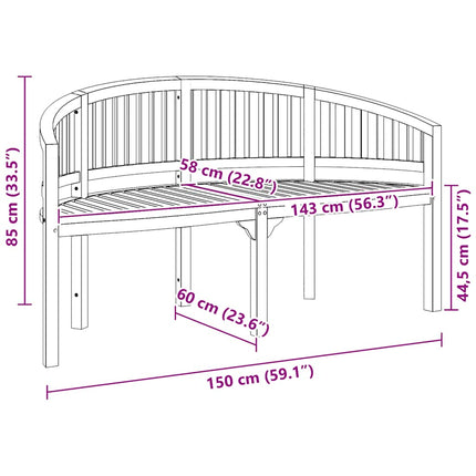 Bananbänk 151 cm massiv teak