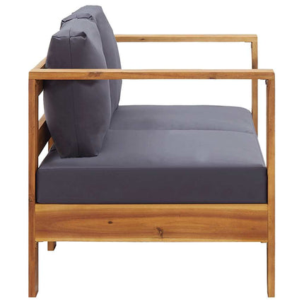 Trädgårdsbänk med dynor 140 cm massivt akaciaträ grå