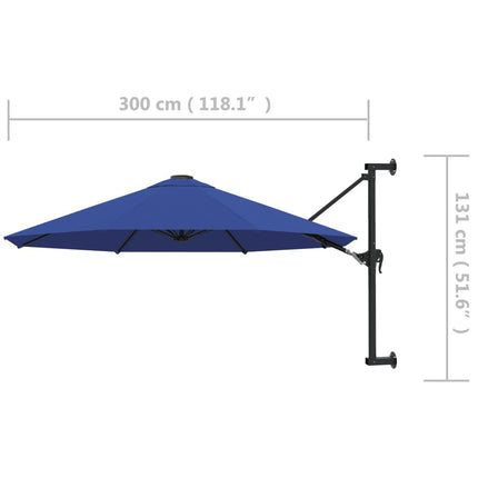 Väggmonterat parasoll med metallstång 300 cm blue