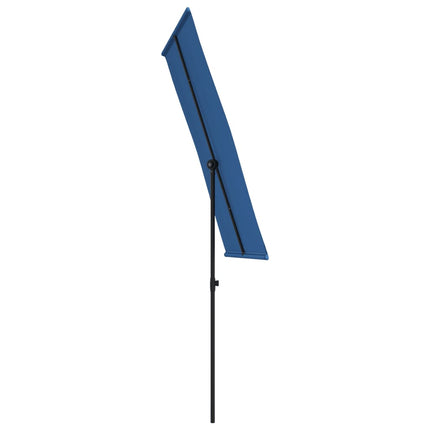 Trädgårdsparasoll med aluminiumstång 180x110 cm azurblå