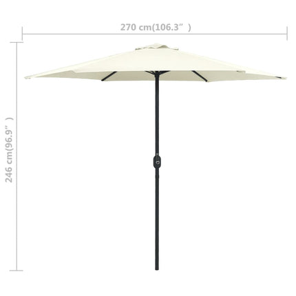 Trädgårdsparasoll med aluminiumstång 270x246 cm sandvit