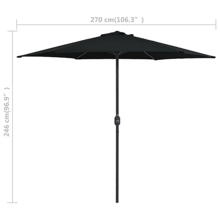 Trädgårdsparasoll med aluminiumstång 270x246 cm svart