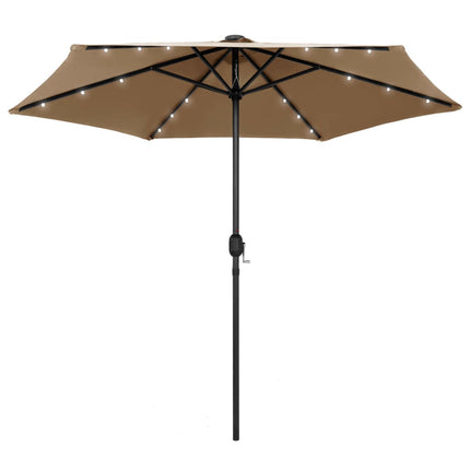 Parasoll med LEDs och aluminiumstång 270 cm taupe