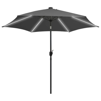 Parasoll med LEDs och aluminiumstång 300 cm antracit