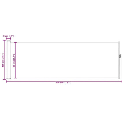 Infällbar sidomarkis 100x300 cm svart