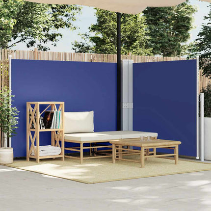 Infällbar sidomarkis blå 140x600 cm
