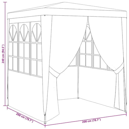 Professionellt partytält med väggar 2x2 m antracit 90 g/m²
