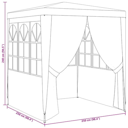 Professionellt partytält med väggar 2,5x2,5 m antracit 90 g/m²